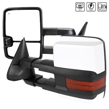 Spec-D Tuning 88-98 Chevrolet C10 Towing Mirror Chrome Cvr Power Heated LED RMX-C1088G2LEDHP-FS